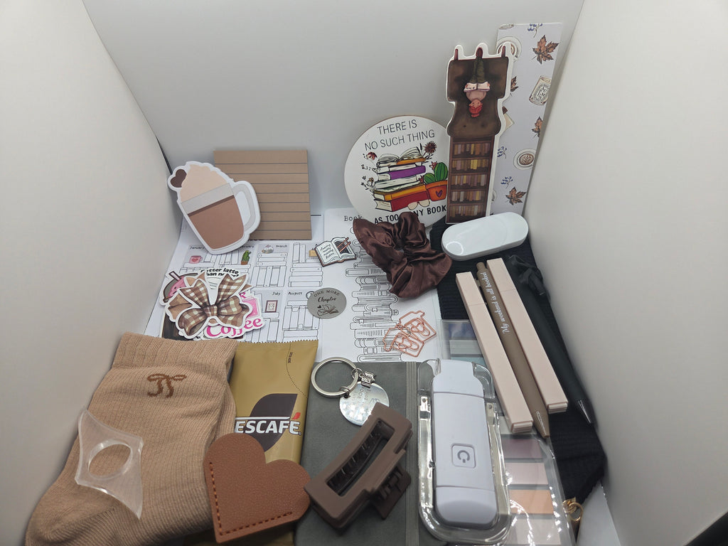 Coffee themed bookish bundle box for coffee & book lovers