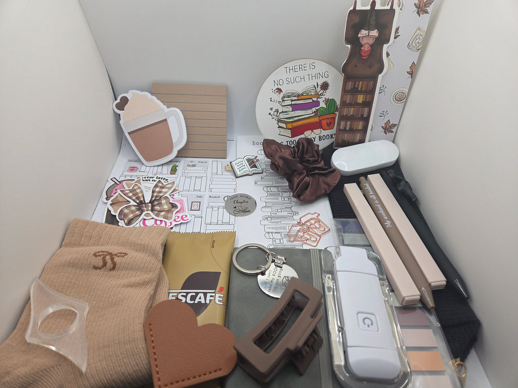 Coffee themed bookish bundle box for coffee & book lovers